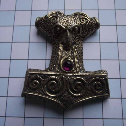 Viking Pendants - Pewter - Gold Plated 29 VA71-PGamethyst