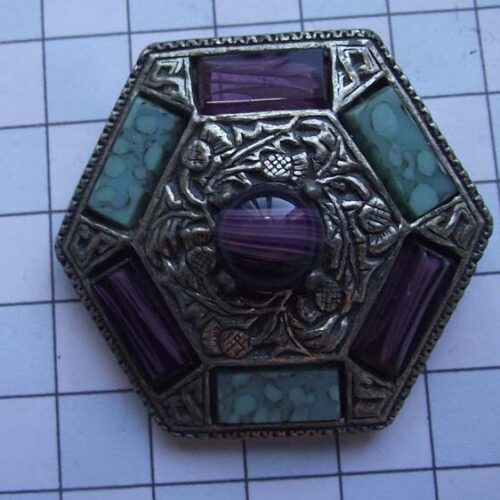 Silver Plated Medieval Stoned Brooches 9 HLB002SPpurple-blue