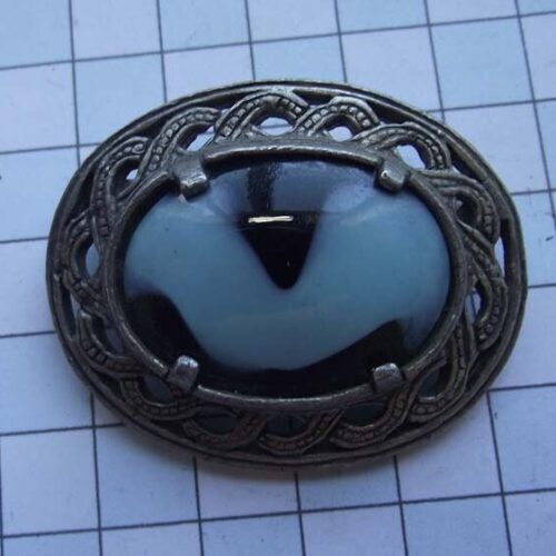 Silver Plated Medieval Stoned Brooches 21 HLB011SPblue