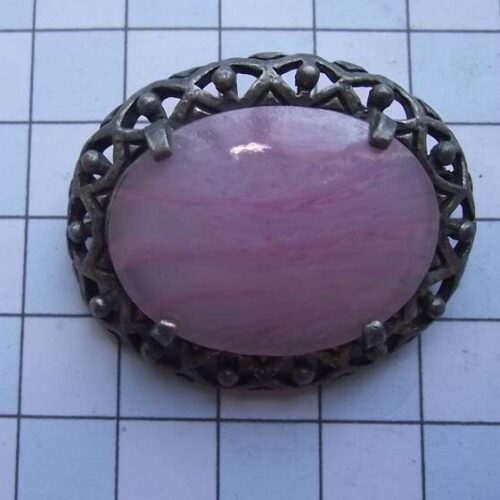 Silver Plated Medieval Stoned Brooches 26 HLB015SPpink