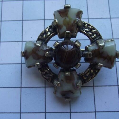 Gold Plated Medieval Stoned Brooches 12 HLB019GPmulti