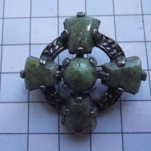 Silver Plated Medieval Stoned Brooches 16 HLB007SPblack