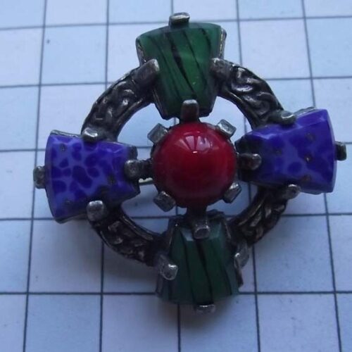 Silver Plated Medieval Stoned Brooches 29 HLB019SPmulti