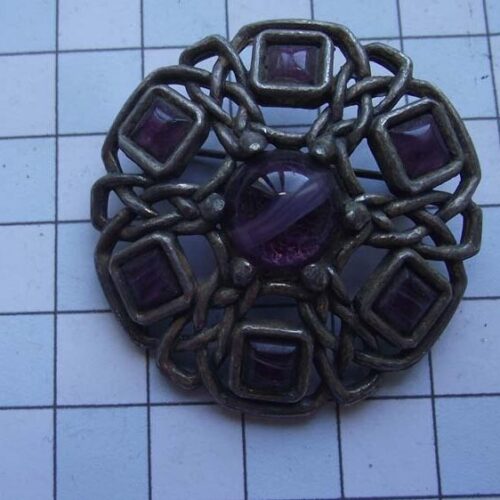 Silver Plated Medieval Stoned Brooches 30 HLB020SPpurple