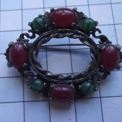 Silver Plated Medieval Stoned Brooches 33 HLB023SPred