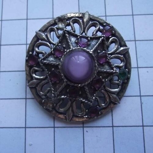 Silver Plated Medieval Stoned Brooches 37 HLB027SPpurple