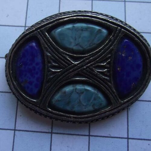 Gold Plated Medieval Stoned Brooches 18 HLB029GPblue