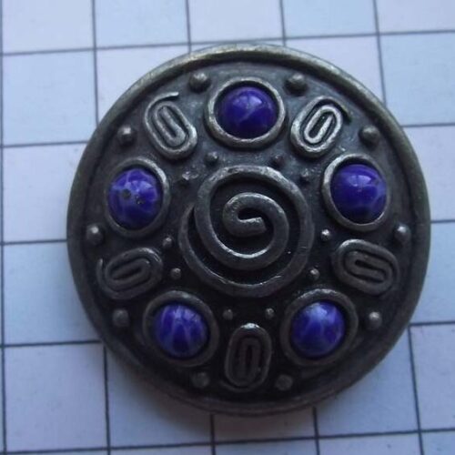 Silver Plated Medieval Stoned Brooches 45 HLB032SPblue
