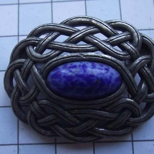 Silver Plated Medieval Stoned Brooches 46 HLB033SPblue