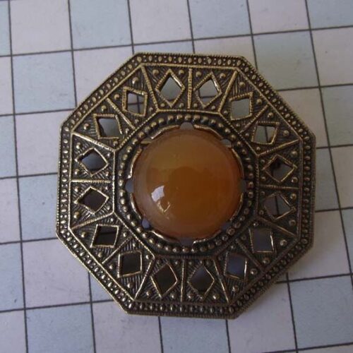 Gold Plated Medieval Stoned Brooches 20 HLB034GPorange