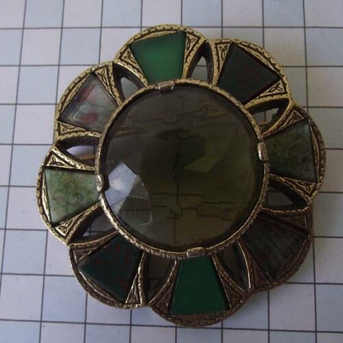 Gold Plated Medieval Stoned Brooches 25 HLB038GPgreen