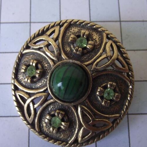 Gold Plated Medieval Stoned Brooches 31 HLB045GPgreen