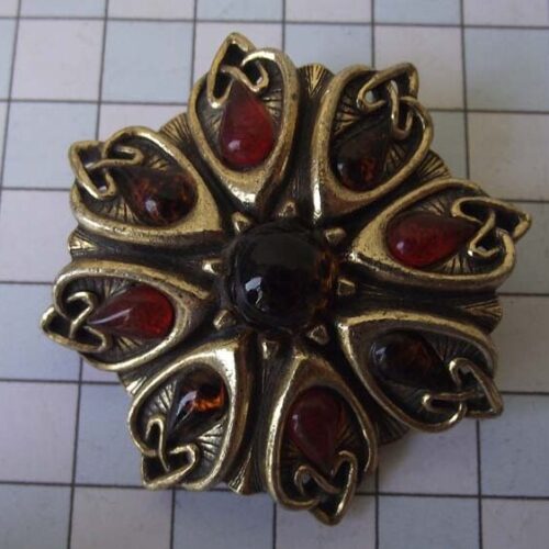 Gold Plated Medieval Stoned Brooches 33 HLB047GPred