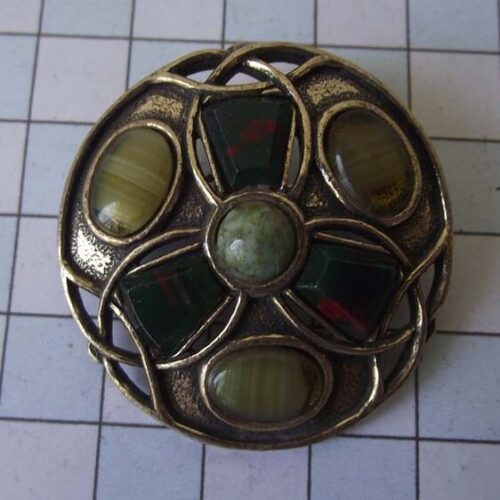 Gold Plated Medieval Stoned Brooches 40 HLB054GPgreen