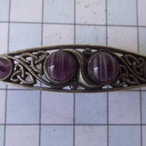 Silver Plated Medieval Stoned Brooches 49 HLB056SPpurple