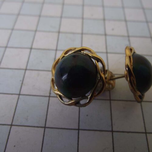 Gold Plated Medieval Stoned Brooches 6 ER001GPgreen