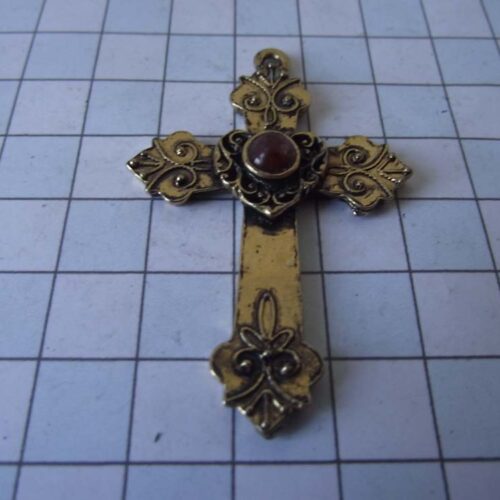 Gold Plated Medieval Stoned Brooches 3 Cross1-PGred
