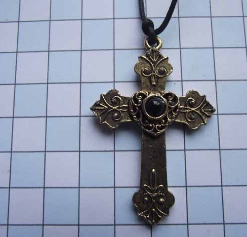 Gold Plated Medieval Stoned Brooches 1 Cross1-PGBlack